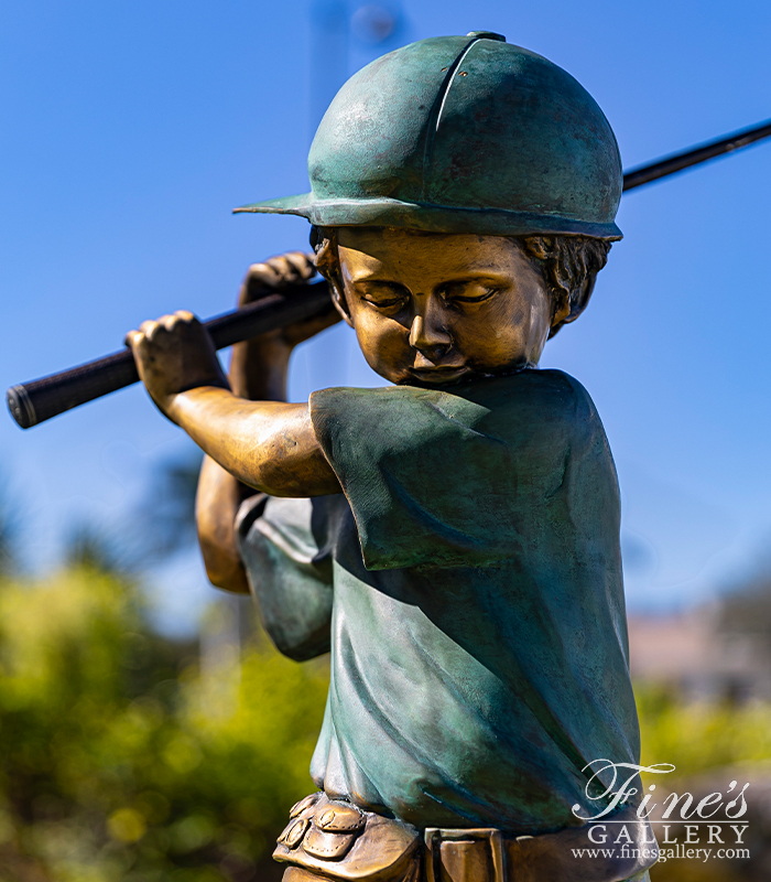 Bronze Statues  - Child Golfer Swings Dads Club - BS-1744